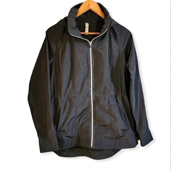 Apana Black Rain Jacket Size Small Waterproof Packable Full Zip - Picture 1 of 8